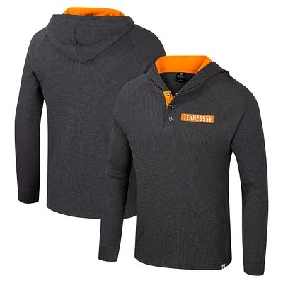 Men's Colosseum  Charcoal Tennessee Volunteers Dujour Ralgan Long Sleeve Henley Hoodie T-Shirt