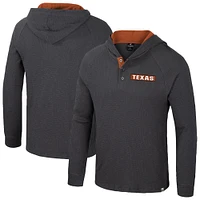 Men's Colosseum  Charcoal Texas Longhorns Dujour Ralgan Long Sleeve Henley Hoodie T-Shirt