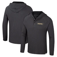 Men's Colosseum  Charcoal Vanderbilt Commodores Dujour Ralgan Long Sleeve Henley Hoodie T-Shirt