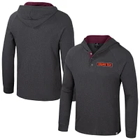 Men's Colosseum  Charcoal Virginia Tech Hokies Dujour Ralgan Long Sleeve Henley Hoodie T-Shirt