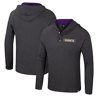 Men's Colosseum  Charcoal Washington Huskies Dujour Ralgan Long Sleeve Henley Hoodie T-Shirt