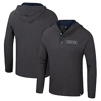 Men's Colosseum  Charcoal Georgetown Hoyas Dujour Ralgan Long Sleeve Henley Hoodie T-Shirt