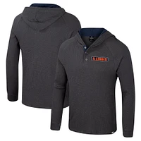 Men's Colosseum  Charcoal Illinois Fighting Illini Dujour Ralgan Long Sleeve Henley Hoodie T-Shirt