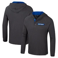 Men's Colosseum  Charcoal Kentucky Wildcats Dujour Ralgan Long Sleeve Henley Hoodie T-Shirt