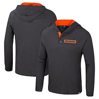 Men's Colosseum  Charcoal Miami Hurricanes Dujour Ralgan Long Sleeve Henley Hoodie T-Shirt