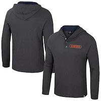 Men's Colosseum  Charcoal Auburn Tigers Dujour Ralgan Long Sleeve Henley Hoodie T-Shirt