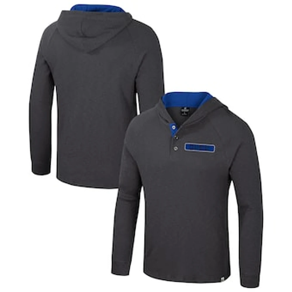 Men's Colosseum  Charcoal Duke Blue Devils Dujour Ralgan Long Sleeve Henley Hoodie T-Shirt