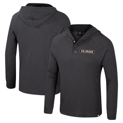 Men's Colosseum  Charcoal Colorado Buffaloes Dujour Ralgan Long Sleeve Henley Hoodie T-Shirt