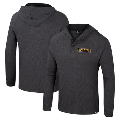 Men's Colosseum  Charcoal Appalachian State Mountaineers Dujour Ralgan Long Sleeve Henley Hoodie T-Shirt