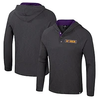 Men's Colosseum  Charcoal ECU Pirates Dujour Ralgan Long Sleeve Henley Hoodie T-Shirt