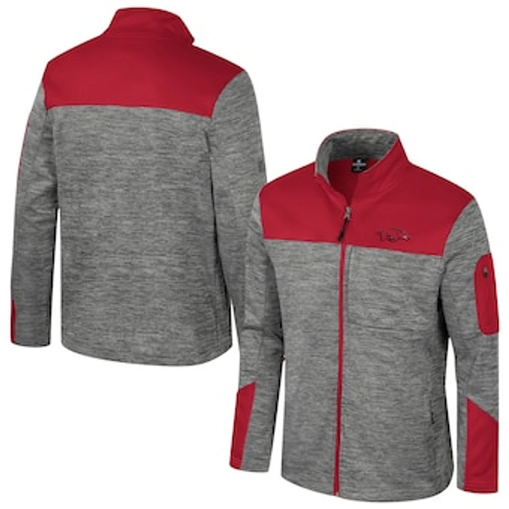 Men's Colosseum  Gray/Cardinal Arkansas Razorbacks Guard Full-Zip Jacket