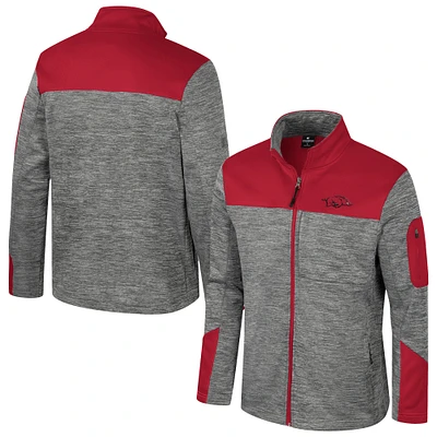 Men's Colosseum  Gray/Cardinal Arkansas Razorbacks Guard Full-Zip Jacket