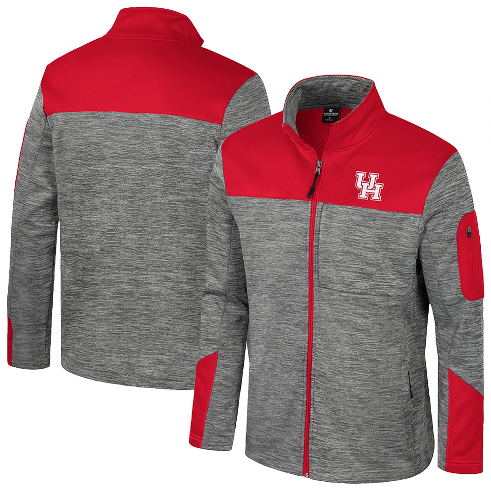 Men's Colosseum  Gray/Red Houston Cougars Guard Full-Zip Jacket