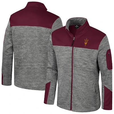 Men's Colosseum  Gray/Maroon Arizona State Sun Devils Guard Full-Zip Jacket