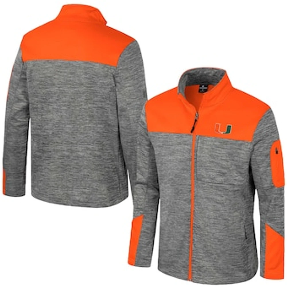 Men's Colosseum  Gray/Orange Miami Hurricanes Guard Full-Zip Jacket