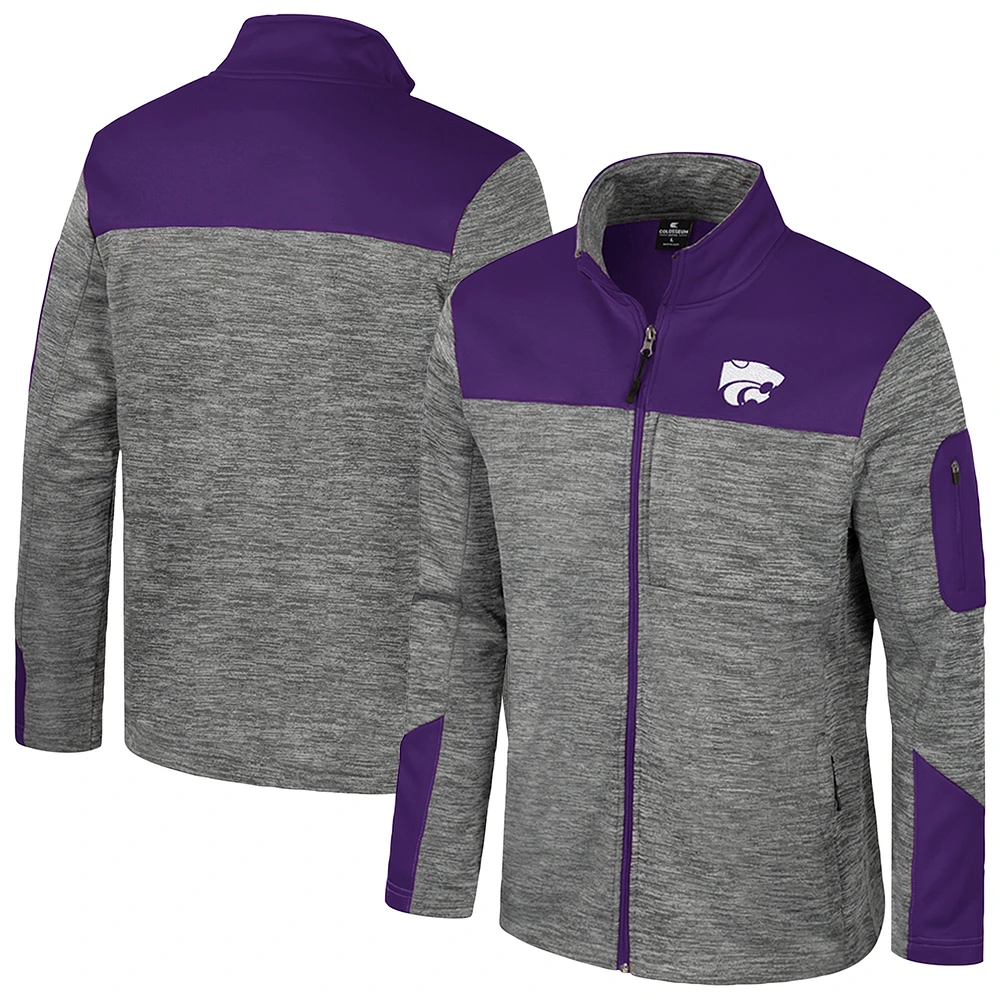 Men's Colosseum  Gray/Purple Kansas State Wildcats Guard Full-Zip Jacket