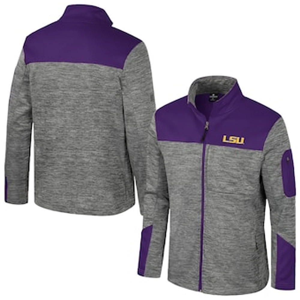 Men's Colosseum  Gray/Purple LSU Tigers Guard Full-Zip Jacket