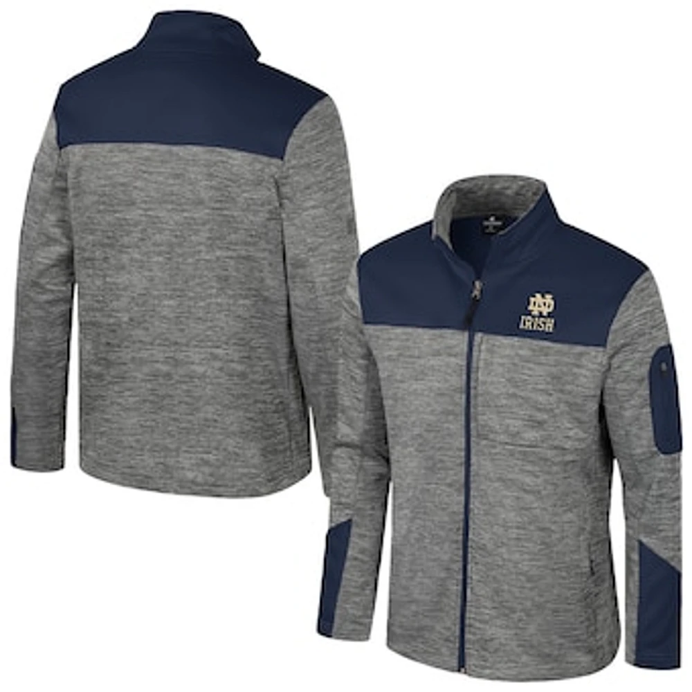 Men's Colosseum  Gray/Navy Notre Dame Fighting Irish Guard Full-Zip Jacket