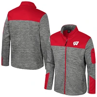 Men's Colosseum  Gray/Red Wisconsin Badgers Guard Full-Zip Jacket