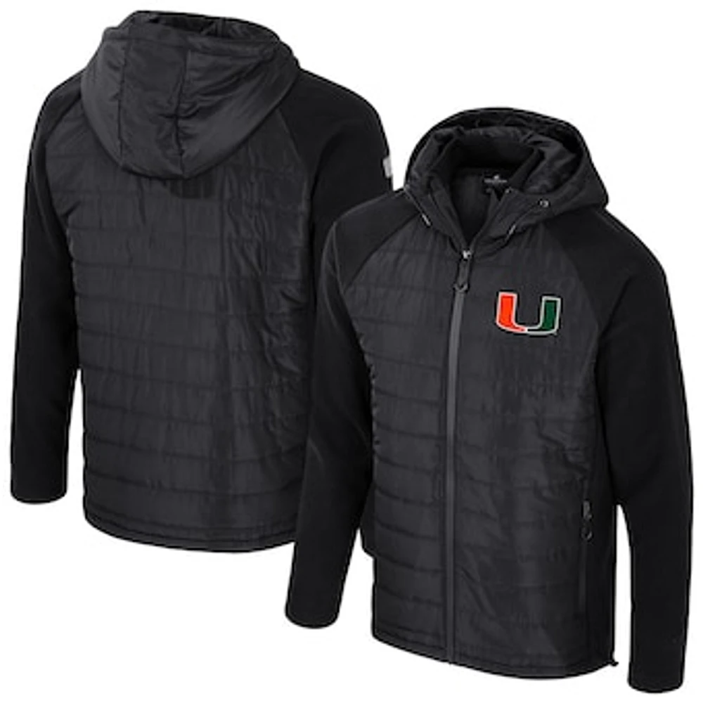 Men's Colosseum Black Miami Hurricanes Block The Sun Full-Zip Hooded Jacket