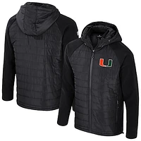 Men's Colosseum Black Miami Hurricanes Block The Sun Full-Zip Hooded Jacket