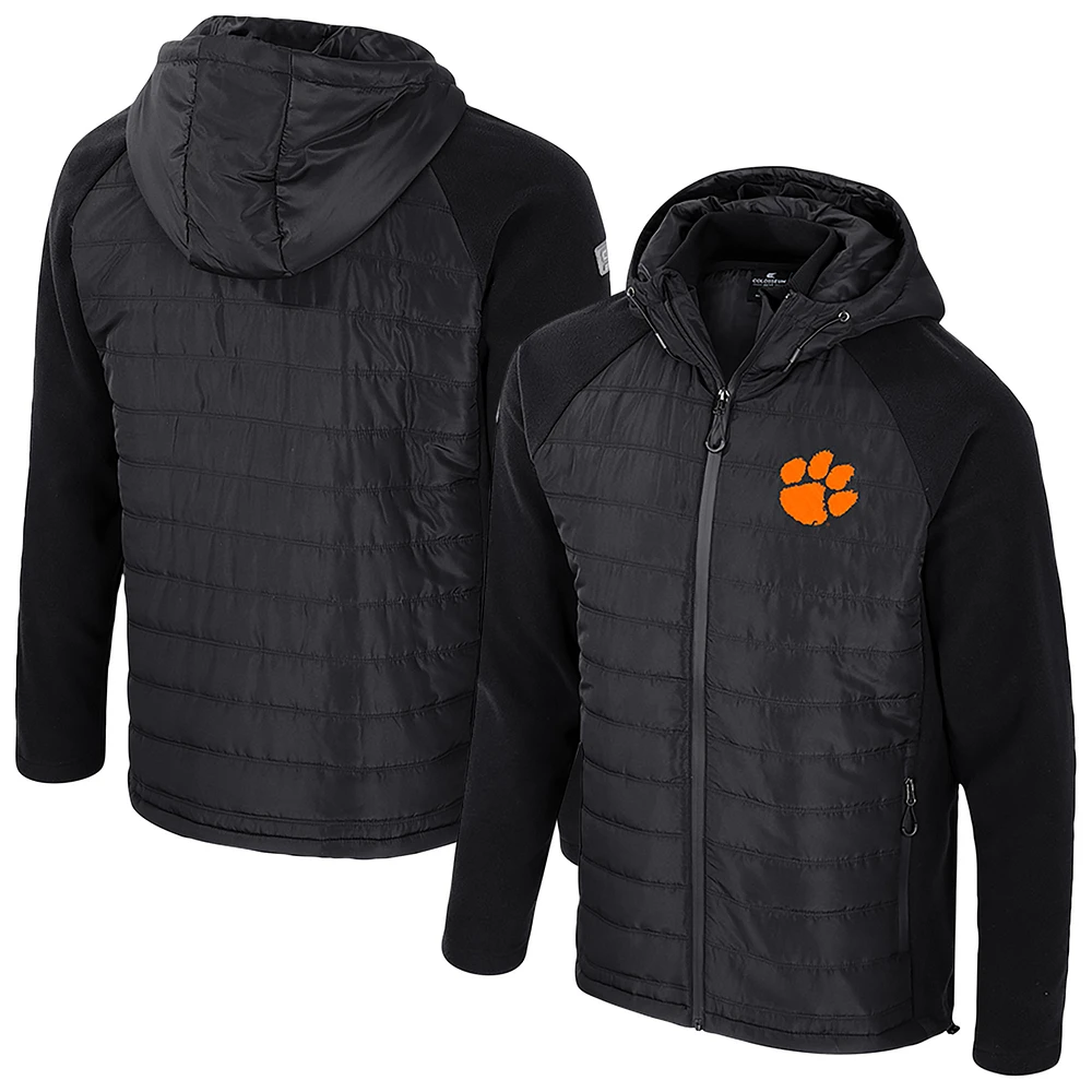 Men's Colosseum Black Clemson Tigers Block The Sun Full-Zip Hooded Jacket