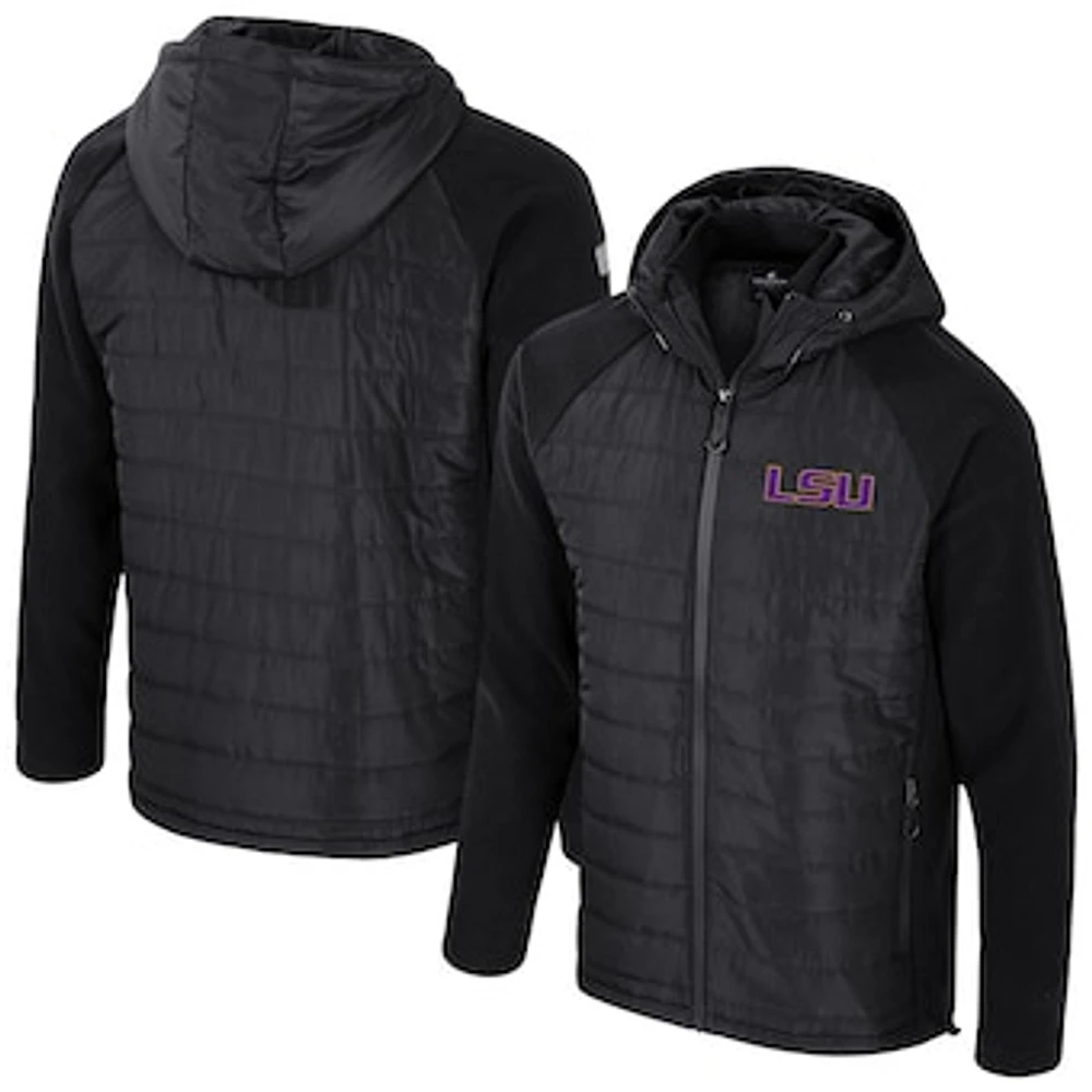 Men's Colosseum Black LSU Tigers Block The Sun Full-Zip Hooded Jacket