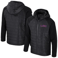 Men's Colosseum Black LSU Tigers Block The Sun Full-Zip Hooded Jacket