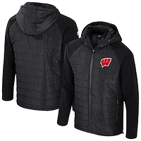 Men's Colosseum Black Wisconsin Badgers Block The Sun Full-Zip Hooded Jacket