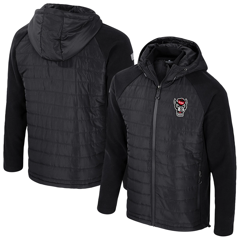 Men's Colosseum  Black NC State Wolfpack Block The Sun Full-Zip Hoodie Jacket