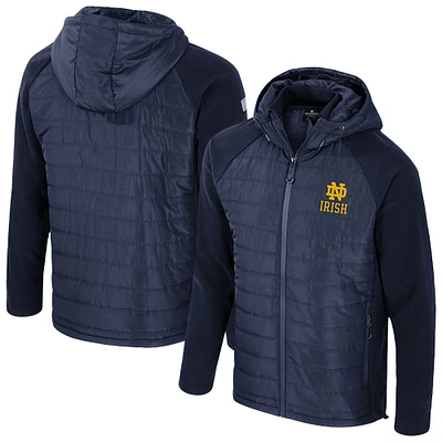 Men's Colosseum Navy Notre Dame Fighting Irish Block The Sun Full-Zip Hooded Jacket