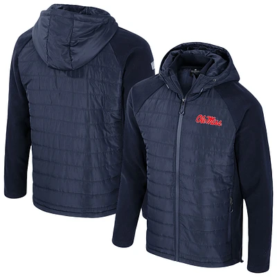 Men's Colosseum Navy Ole Miss Rebels Block The Sun Full-Zip Hooded Jacket