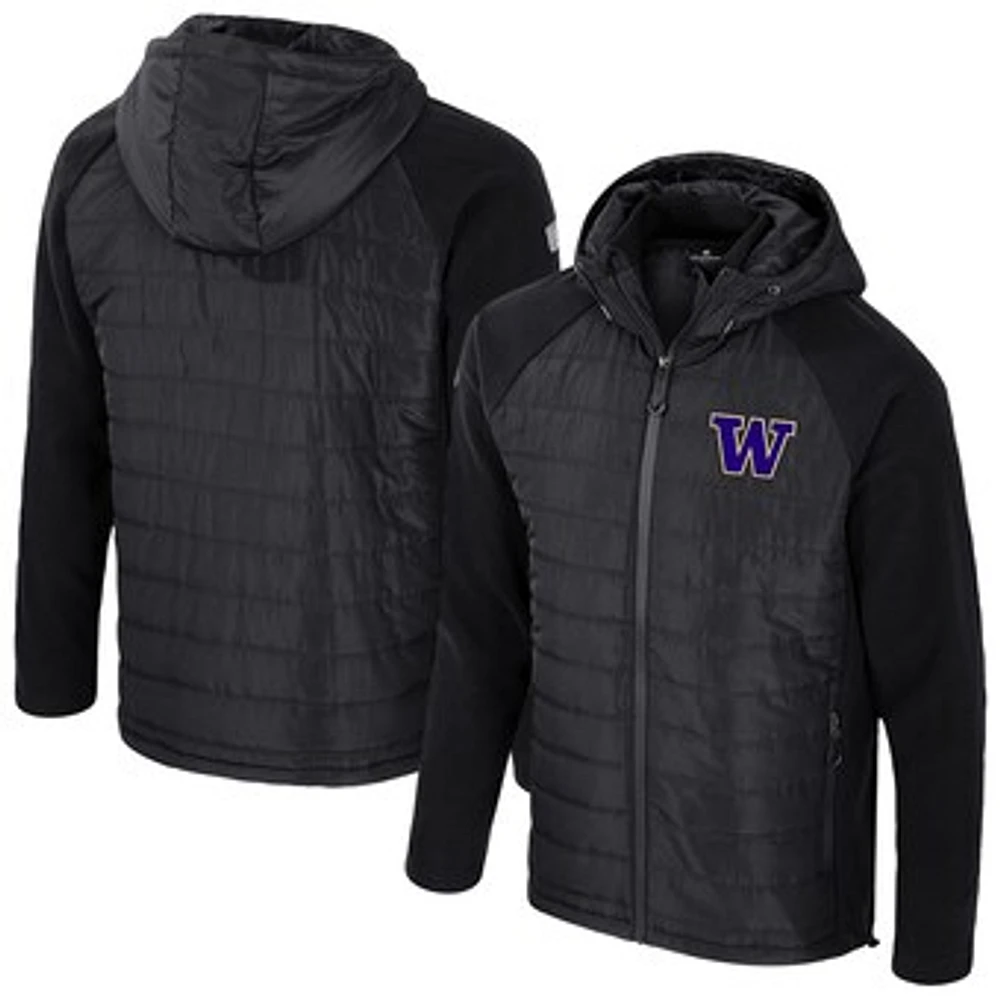 Men's Colosseum  Black Washington Huskies Block The Sun Full-Zip Hooded Jacket