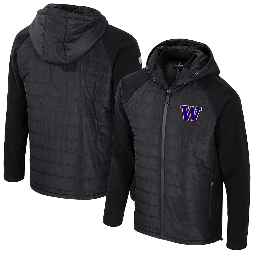 Men's Colosseum  Black Washington Huskies Block The Sun Full-Zip Hooded Jacket