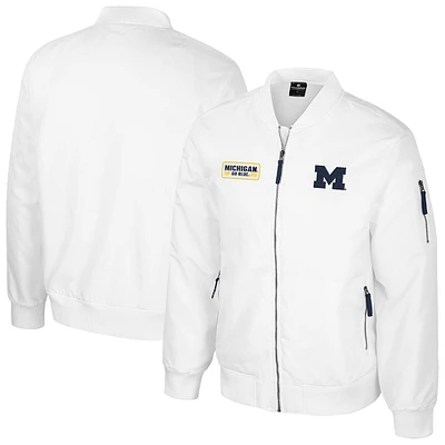 Men's Colosseum  White Michigan Wolverines Rabbit Full-Zip Bomber Jacket