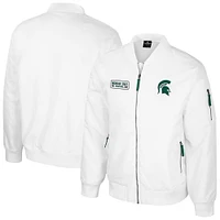 Men's Colosseum  White Michigan State Spartans Rabbit Full-Zip Bomber Jacket