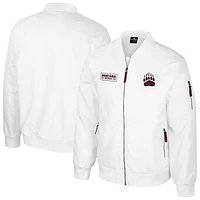 Men's Colosseum  White Montana Grizzlies Rabbit Full-Zip Bomber Jacket