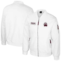 Men's Colosseum  White Montana Grizzlies Rabbit Full-Zip Bomber Jacket