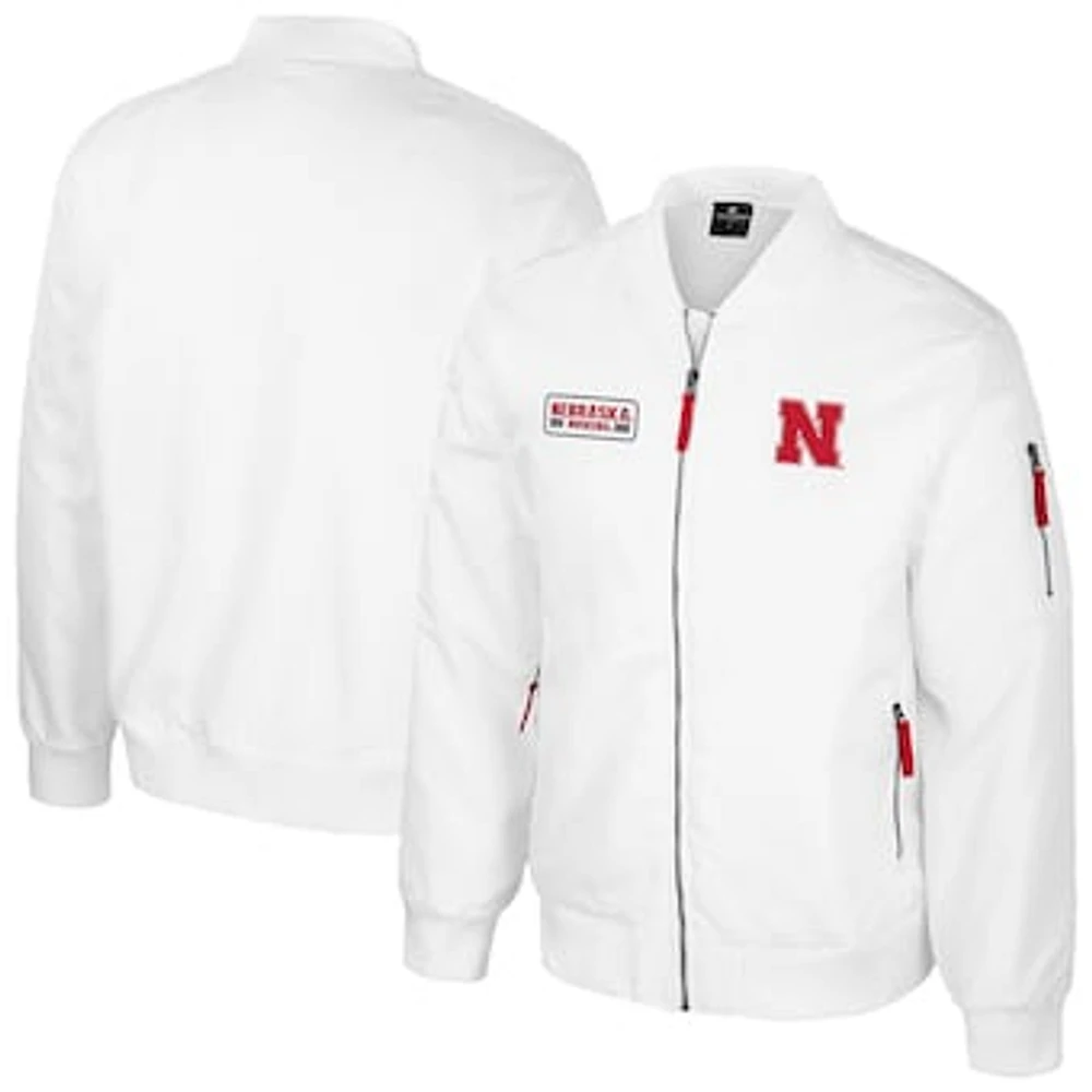 Men's Colosseum  White Nebraska Huskers Rabbit Full-Zip Bomber Jacket