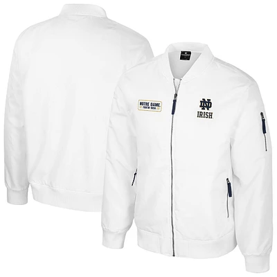 Men's Colosseum  White Notre Dame Fighting Irish Rabbit Full-Zip Bomber Jacket