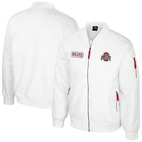 Men's Colosseum  White Ohio State Buckeyes Rabbit Full-Zip Bomber Jacket