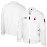 Men's Colosseum Oklahoma Sooners White Rabbit Full-Zip Bomber Jacket