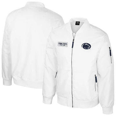 Men's Colosseum Penn State Nittany Lions White Rabbit Full-Zip Bomber Jacket