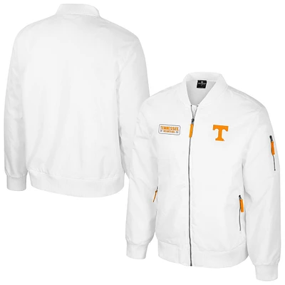 Men's Colosseum  White Tennessee Volunteers Rabbit Full-Zip Bomber Jacket