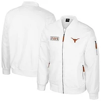 Men's Colosseum Texas Longhorns White Rabbit Full-Zip Bomber Jacket