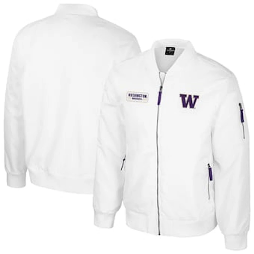 Men's Colosseum  White Washington Huskies Rabbit Full-Zip Bomber Jacket