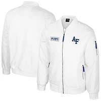 Men's Colosseum  White Air Force Falcons Rabbit Full-Zip Bomber Jacket