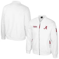 Men's Colosseum Alabama Crimson Tide White Rabbit Full-Zip Bomber Jacket