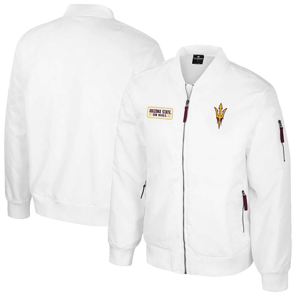 Men's Colosseum  White Arizona State Sun Devils Rabbit Full-Zip Bomber Jacket