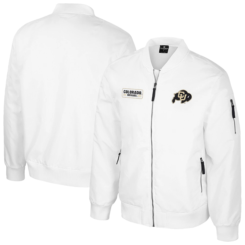 Men's Colosseum  White Colorado Buffaloes Rabbit Full-Zip Bomber Jacket